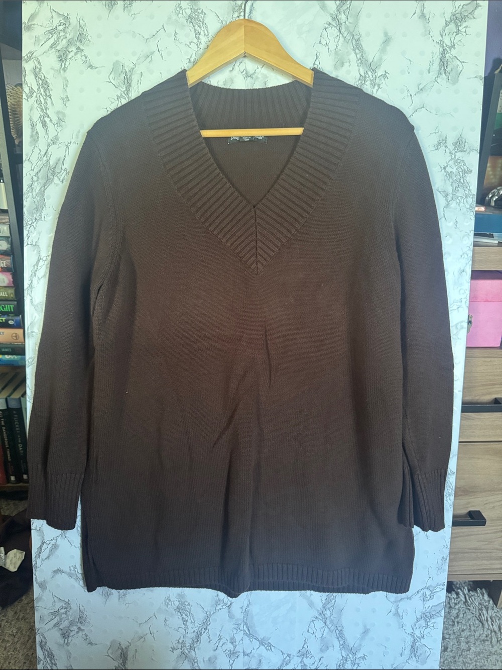 Designers Originals V-Neck Knit Sweater Brown Size XL